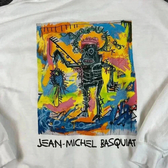 Jean Michel Basquiat Art Hoodie Abstract Sweatshirt Men's L Pullover Fishing - Picture 2 of 13